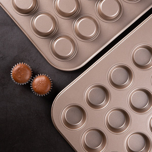 Fabake 24 Cavity Mini Muffin Pan Carbon Steel Reusable Baking Mold For Cupcakes And Chiffon Cake - Product Image 2