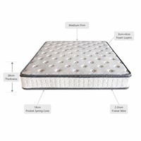 Matelas à ressorts ensachés et mousse à mémoire de forme certifié UKFR, 25 cm, tailles personnalisées 140, 160, 180*200 cm, fabricant OEM pour la vente au détail au Royaume-Uni