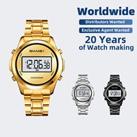 Montre-bracelet homme SKMEI 2702 classique numérique de luxe, affichage LED, chronographe, alarme, bracelet en acier inoxydable, alliage