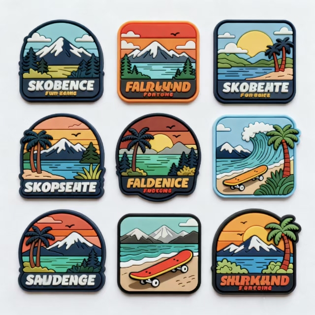 Custom 3D Soft PVC Logo Heat Press Embossed Shiny Patches with Heart Shape for Hats and Clothing for Backing
