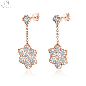 ต่างหูเพชรแท้ธรรมชาติ งานฝีมือวินเทจคุณภาพสูง ผลิตจากทองคำแท้ 18K สำหรับผู้หญิง - Product Image 2