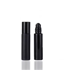 Black Matte Cylinder Cosmetic <b>Bottle</b> with Roller for 10ml Glass Frosted Surface Packaging Silk Screen Printed - Product Image 2