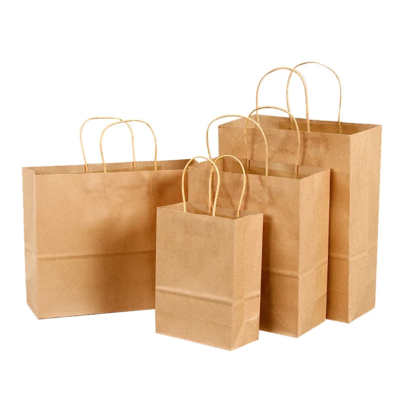 Bolsa de papel Kraft para guardar comida rápida, calidad perfecta, ecológica, marrón, 10 bolsas de compras, de un solo paso, 50000