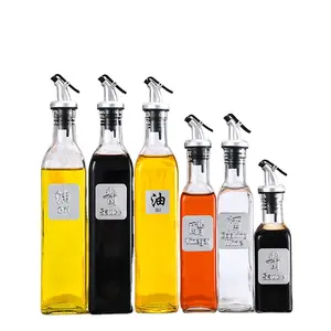 150ml 250ml 500ml 명확한 정연한 식초 올리브 기름 분배기 유리병은 주둥이를 따릅니다