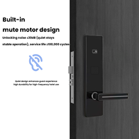 Serrure de porte d'hôtel avec logiciel de gestion, déverrouillage par carte, système électronique de sécurité intelligent, serrure d'hôtel intégrale noire intelligente avec clé