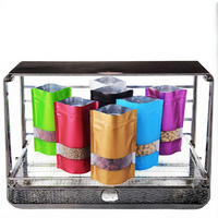 Sachets d'emballage en polyéthylène BOPP AL PE à finition mate personnalisée, avec fenêtre et fermeture éclair refermable, pour la vente au détail de snacks et vêtements