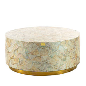 Elegante Mesa de Centro de Estilo Moderno con Diseño Nuevo en Nácar, Forma Redonda, Color Dorado, de Vietnam - Product Image 1