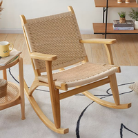 Fauteuil à bascule décontracté en rotin tressé avec accoudoirs, style nordique, pour balcon, salon ou bar à domicile