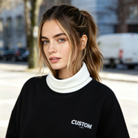 Sweat-shirt à col montant anti-plis pour femmes et adolescentes 2026, coupe oversize courte à manches longues, ample, hiver