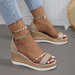 Women Platform Thick Sole Big Fish Mouth Wedge Beach <b>Sandals</b> Summer New European and American Roman <b>Sandals</b> - Product Image 1