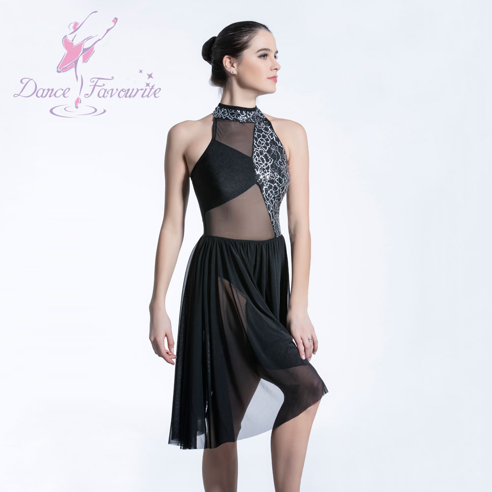 Gonna da balletto nera da donna Gonna da ballo Gonna in chiffon trasparente per gonna irregolare per adulti per pattinaggio, danza, performance