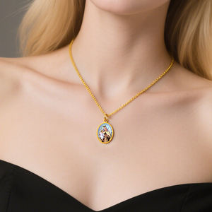 قلادة قلادة حظ من الفولاذ المقاوم للصدأ مع صورة قديسة ، قلادة بيضاوية مع صورة قديسة ، خدمة صنع قالب مخصص للنساء المسيحيات - Product Image 3