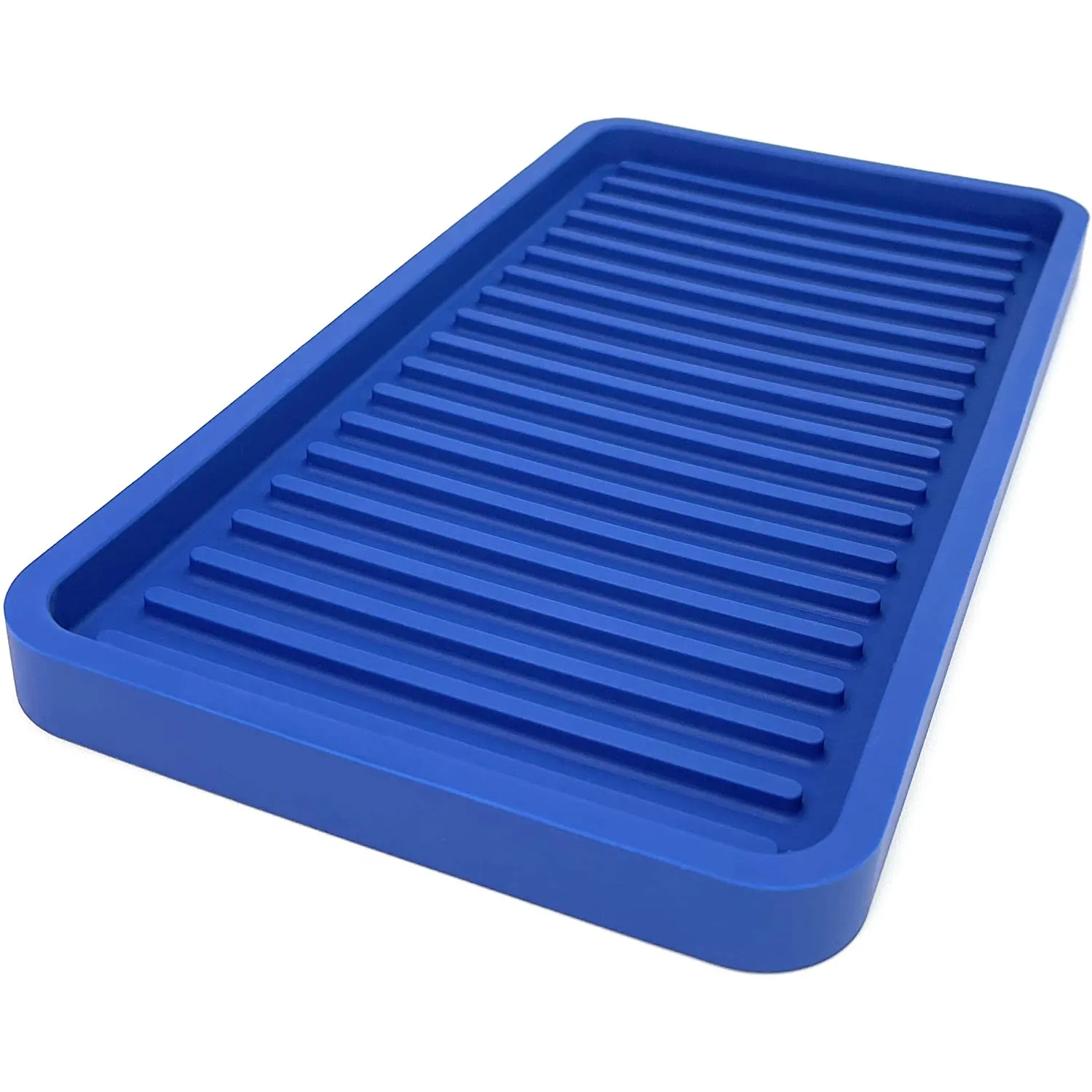 Plateau d'organisation d'évier de cuisine en Silicone, porte-éponge et protecteur de comptoir Style lignes droites