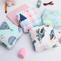 Pochette en coton matelassée pour femme avec fermeture éclair, pour maquillage, rouge à lèvres et cartes, petite pochette tendance