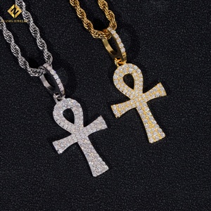 Colgante de Cruz con Incrustaciones de Moissanita en Plata de Ley 925, Joyería Hip Hop de Alta Calidad para Hombres y Mujeres - Product Image 1