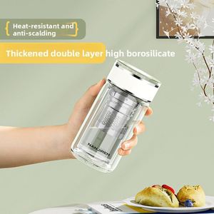 <b>Double</b> <b>Wall</b> Glass Cup for Women Office High Appearance Heat Resistant Portable Insulated Explosion-proof Tea Separation Teacup - Product Image 2