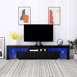 Soporte de madera de alto brillo para Tv, conjunto de consola de armario de Tv con luz Led y cajones de almacenamiento - Product Image 3