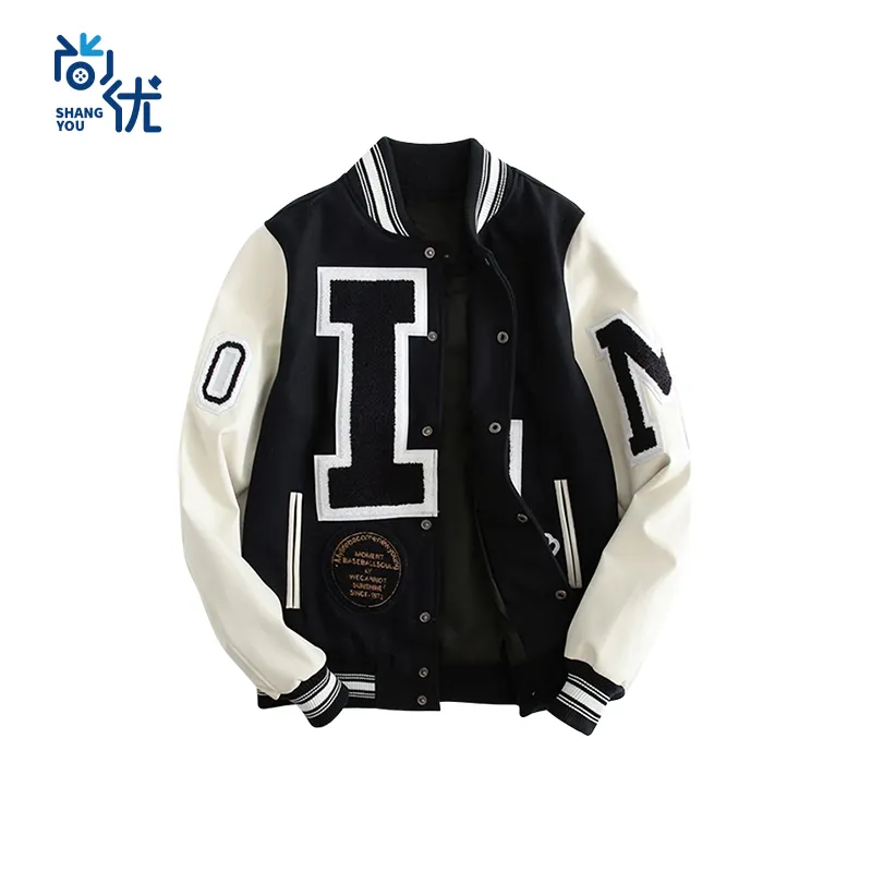 PU Leather Patchwork Towel Embroidery Logo Design Starter Varsity Jacket Custom Letterman Winter Plus Size Men's Jackets