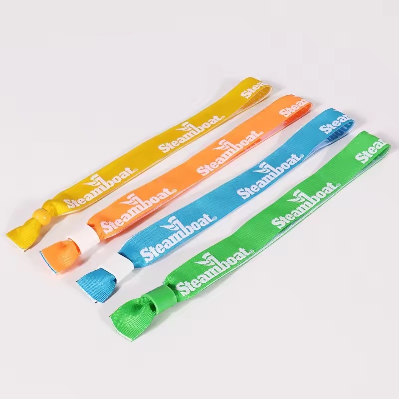 Adjustable Customized Eco-Friendly Reusable Satin Fabric Wrist Band Wholesale Fashionable Lanyards for Festival Concerts Image 4