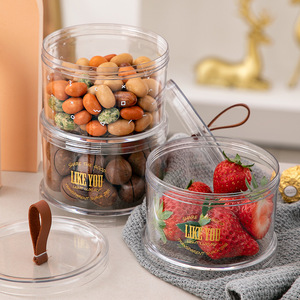 Transparent Airtight Snack <b>Storage</b> <b>Containers</b> Cylinder With Buckle Lid <b>Stackable</b> For Kitchen Food Grain Cereal Dried Fruit - Product Image 1