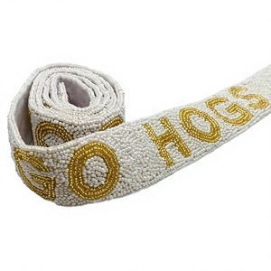 CRYSTAL CRAFT Sac à main vintage écologique orné de perles GO HOGS Or blanc - Product Image 1