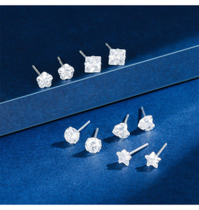 Pendientes de tuerca de circón cuadrado de Plata de Ley 925 auténtica a la moda para mujer, joyería fina clásica, accesorios minimalistas para Piercing de oreja - Product Image 4