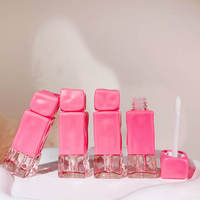 Tube vide pour gloss à lèvres transparent à nervures carrées de haute qualité 4 ml Emballage pour gloss à lèvres Conteneur rose Mini tubes personnalisés pour gloss à lèvres