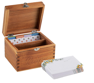 Organisateur de recettes et porte-cartes multifonctionnel rectangulaire en bois d'acacia sculpté avec logo personnalisé, style Japandi, pour la préservation de la fraîcheur - Product Image 1