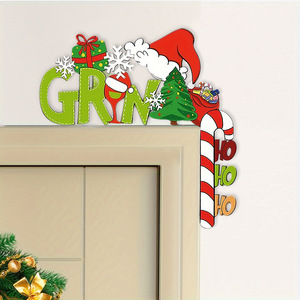 <span class=keywords><strong>Grinch</strong></span> creativo interruptor madera pegatina punto Navidad puerta esquina marco pared colgante decoración Hoho colgante Hoho decoraciones - Product Image 1
