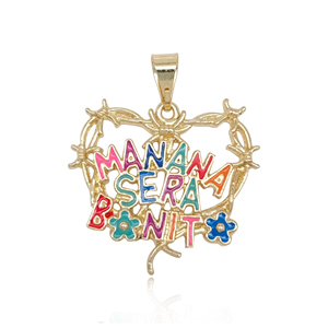 Colgante Chapado en oro de 14K <span class=keywords><strong>Manana</strong></span> Sera Bonito Hot Singer Karol G charm Punk Gothic Alloy regalo para fanáticos en forma de corazón Karol G collar - Product Image 1