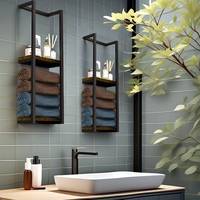 Porte-serviettes pliable en métal à deux niveaux de luxe, type sur pied, mural, multifonctionnel, table d'appoint pour salle de bain