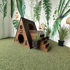 Moderno Bungalow Dúplex de Dos Pisos de Lujo para Interiores, Diseño de Casa de Conejos de Madera, Decoración para el Hogar, Muebles de Castillo para Conejos - Product Image 4