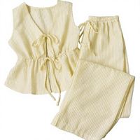 Ensemble deux pièces YZ pour femmes – Vente en gros – Ensemble décontracté rayé pour femmes – Débardeur à nouer devant et pantalon long ample – Ensemble décontracté 2 pièces