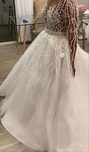 AL1541 gaun pesta elegan 2025, gaun pesta Ruffles pengantin kristal ukuran Plus payet renda Prancis 2 dalam 1 Largo, Gaun bola - Product Image 4