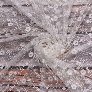 In Stock White Floral Knitted French Elastic Tulle <strong>Lace</strong> <strong>Fabric</strong> for Lingerie and Clothes - Product Image 3