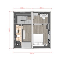 Petites maisons plates préfabriquées modernes personnalisées double couche 4 1 conteneur un deux chambres à coucher prêt à expédier en acier