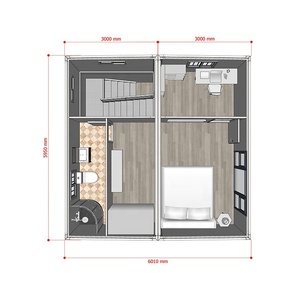 คุณภาพสูง<span class=keywords><strong>2</strong></span><span class=keywords><strong>ห้อง</strong></span>นอนบ้านพายุเฮอริเคนป้องกัน4-in-1สองชั้น<span class=keywords><strong>2</strong></span>อาบน้ำแพ็คแบนสำเร็จรูปบ้านเหล็ก - Product Image 6