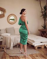 Nouvelle Robe de Soirée Asymétrique Sexy YZ Été, Robe Midi Élégante à Une Épaule et Fente Latérale, Vêtements Féminins Grandes Tailles