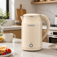 Bouilloire électrique en verre 2L+ 1500W à ébullition rapide, certifiée CE CB LFGB, arrêt automatique, rotation à 360 degrés, logo personnalisé OEM, pour hôtel, maison, bureau