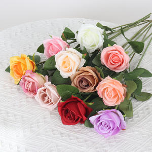 Plantación de primavera, venta al por mayor, rosas individuales artificiales, flor, rojo, blanco, algodón, rosa brillante para decoraciones de boda - Product Image 1