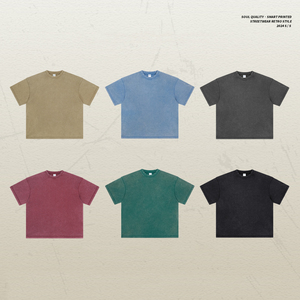 เสื้อยืดคอกลมแขนสั้นผ้าฝ้ายบาติก 400 กรัม ซักนุ่มสไตล์วินเทจ สำหรับผู้ชาย คุณภาพสูง แฟชั่น รับสกรีนโลโก้ ทรงโอเวอร์ไซส์ ขายส่ง - Product Image 3