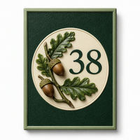 Plaque de numéro de chambre artisanale Botanical Relief, panneau décoratif pour porte ou mur d'hôtel et d'appartement, en jonc de mer et roseau