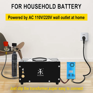 TUXING Fábrica Venda Parada Automática Elétrica 30mpa 4500psi 300bar 12V Transformador Embutido PCP Paintball Caça Compressor de Ar - Product Image 4