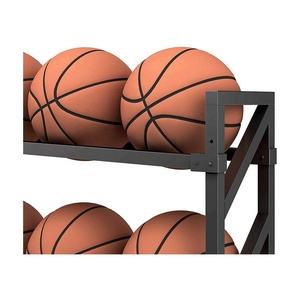 Venta al por mayor de metal de pie de alta resistencia estante de almacenamiento de baloncesto de metal pelota de fútbol soporte de exhibición estante de baloncesto con ruedas - Product Image 5