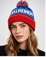 Casquette en tricot avec pompon personnalisée de haute qualité avec logo brodé, unisexe, doublure en polaire, chapeau d'hiver chaud avec pompon