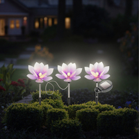Décoration murale solaire en plastique en forme de lotus pour jardin, patio, terrasse, allée, lumières décoratives solaires LED de bonne qualité