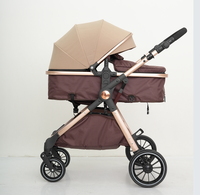 Poussette bébé 2 en 1 pliable avec cadre en acier, pliage à une main, grand panier de rangement