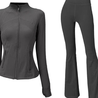 Ensemble 2 pièces pour femme de la même marque - Tenue de sport taille haute avec effet froncé aux fesses pour Pilates, course à pied, gym, entraînement, yoga