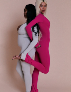 Langarm Reiß verschluss <span class=keywords><strong>One</strong></span> Piece Gym Yoga Damen Overalls Custom Workout Spandex Jumps uit Frauen Bodycon Flared Stram pler - Product Image 2