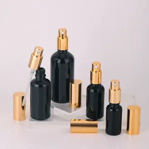 Custom Made Luxury Fragrance Bottle Cosmetic Spray Glass Bottle 30ml 50ml 100ml Wholesale Black Cosmetic Spray Bottles